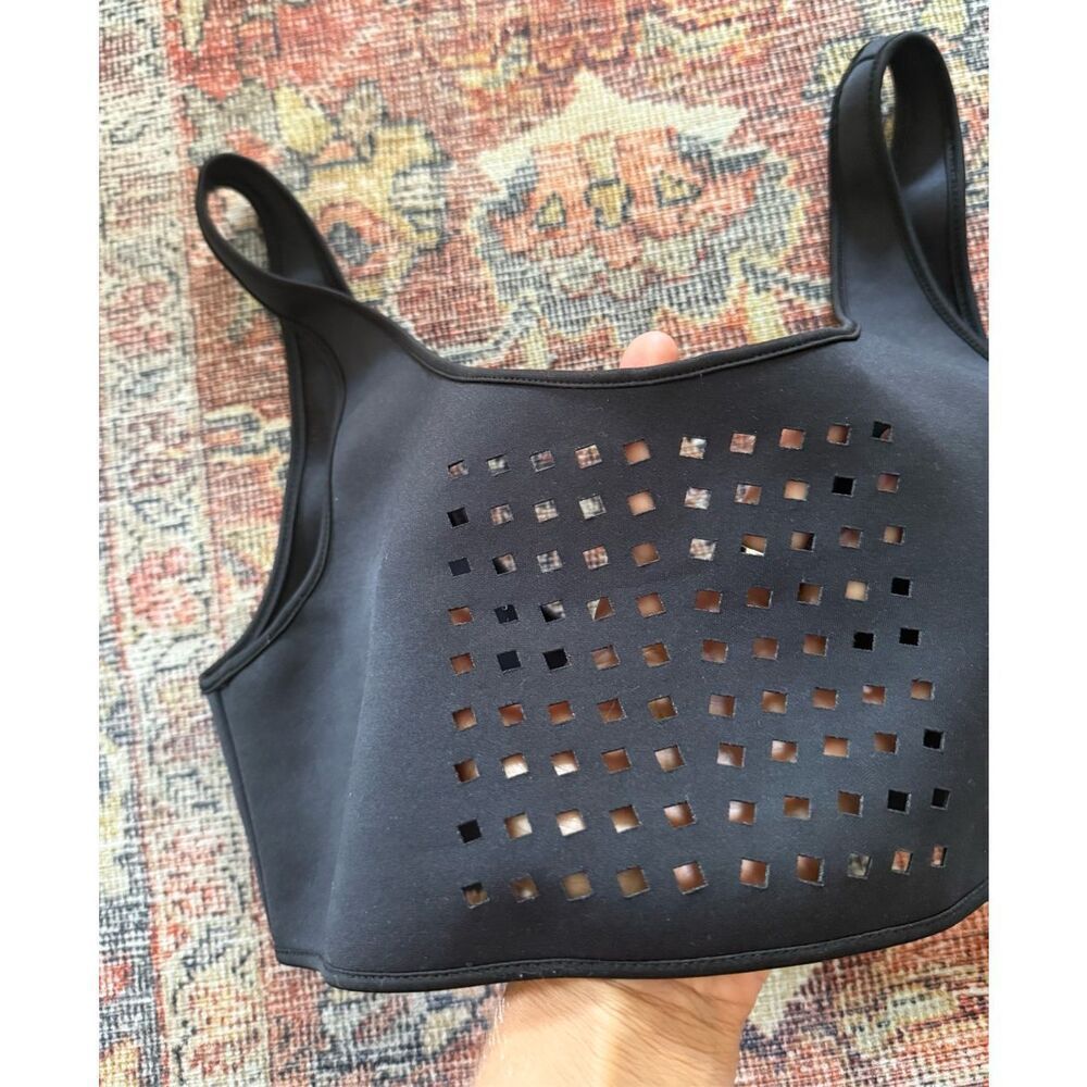 Clover Canyon Small Neoprene Bikini Swim Top with Laser Cutout - Picture 2 of 4